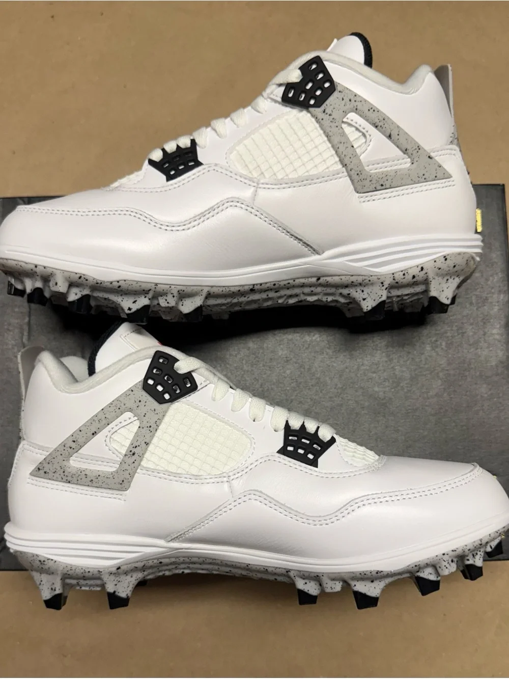 Nike Air Jordan 4 Retro TD Cleat White Cement Mens size 9 Football Shoes NEW!